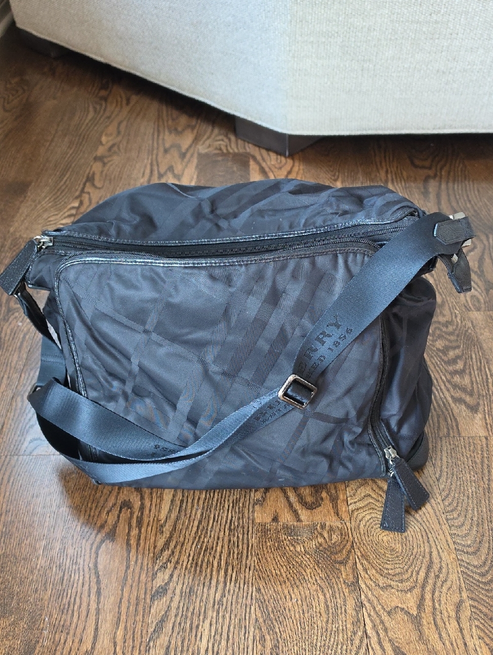 Burberry Nylon Baby/Diaper Bag with Adjustable Strap